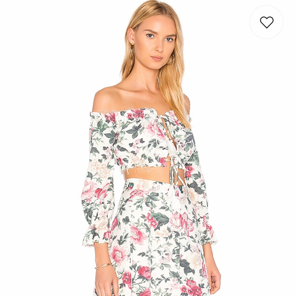 Majorelle off-shoulder Sangria Top in FRENCH KISS